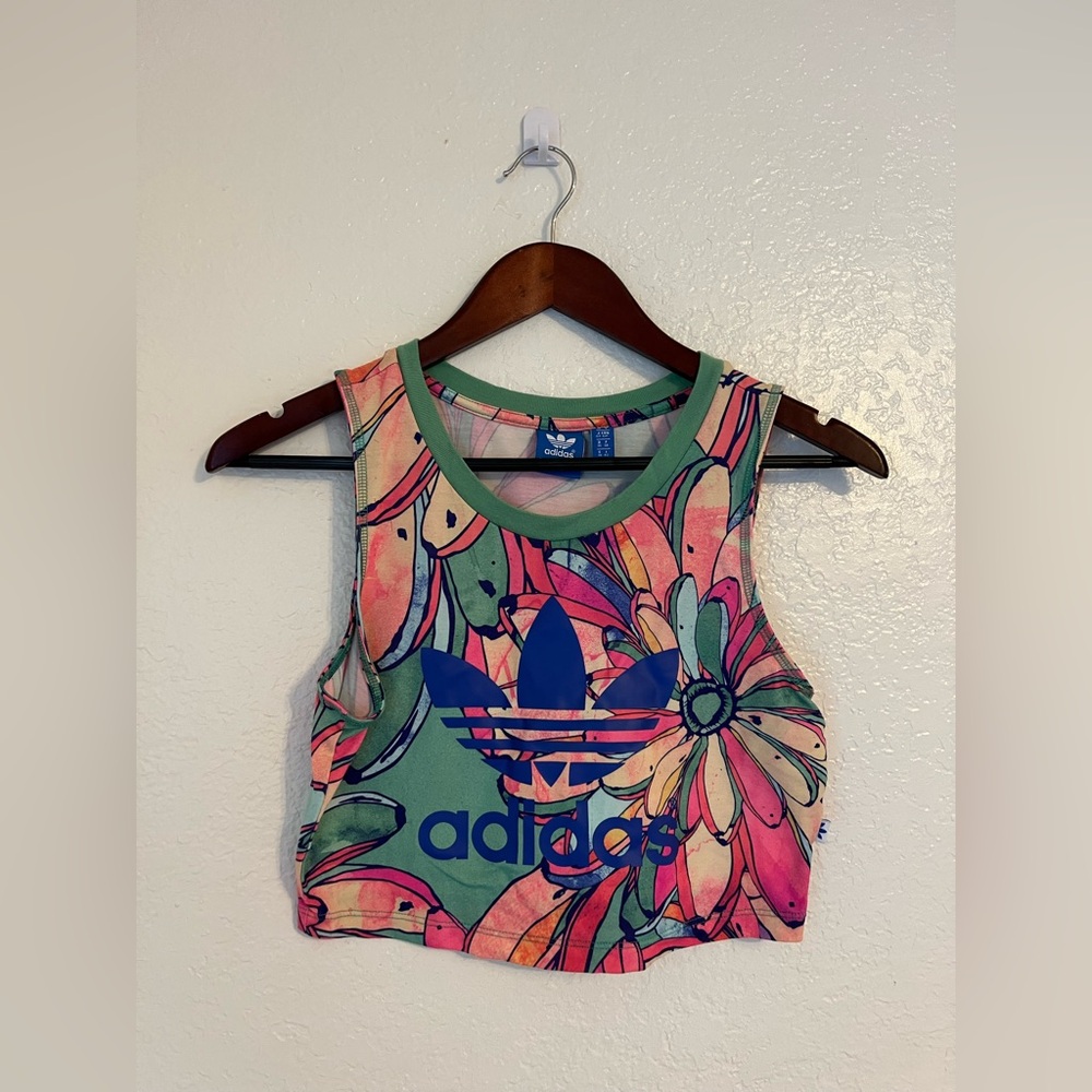Adidas Originals X The Farm Bananas Cropped Sport Tee Shirt Short Fitness Top